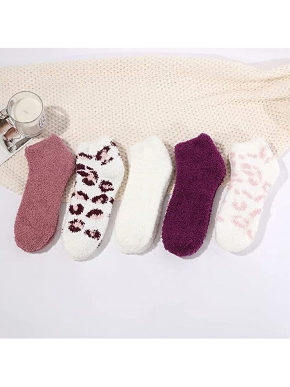 𝅺5 Pairs Luxury Soft Fluffy Fuzzy Socks Warm Winter Fall Thick Cozy Sleep NWT